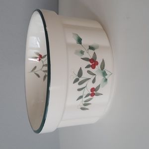 Pfaltzgraff Winterberry Round Ceramic Christmas Condiment or Dip Bowl